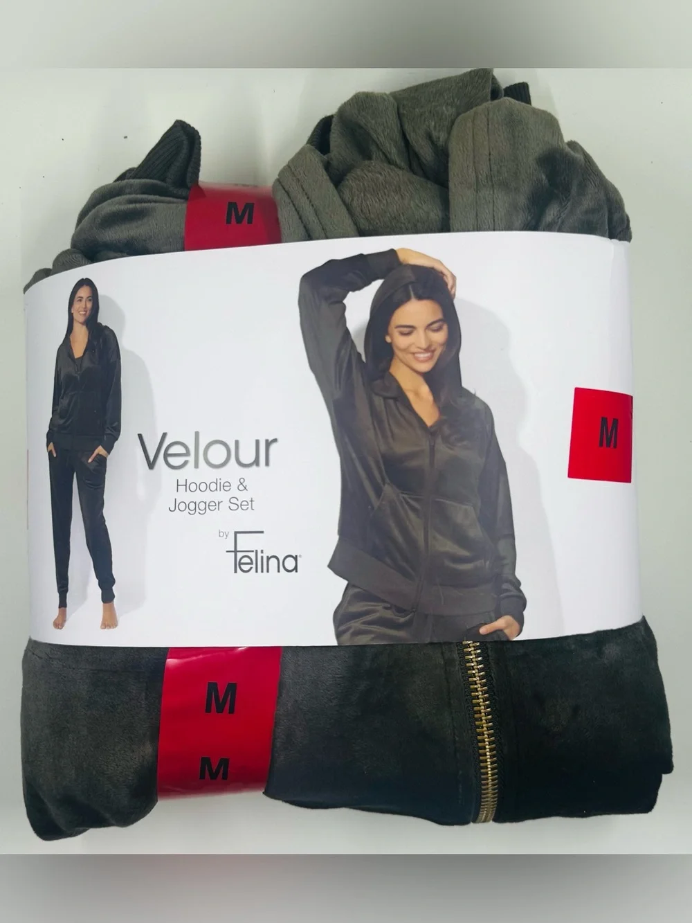 Felina Velour Hoodie & Jogger Set - Dark Olive